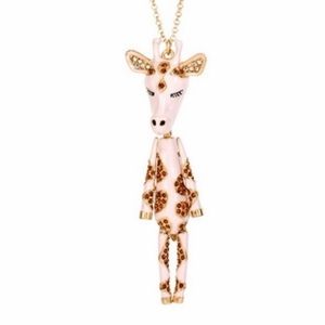 NWT Betsey Johnson Giraffe Long Necklace rare pink and gold giraffe
